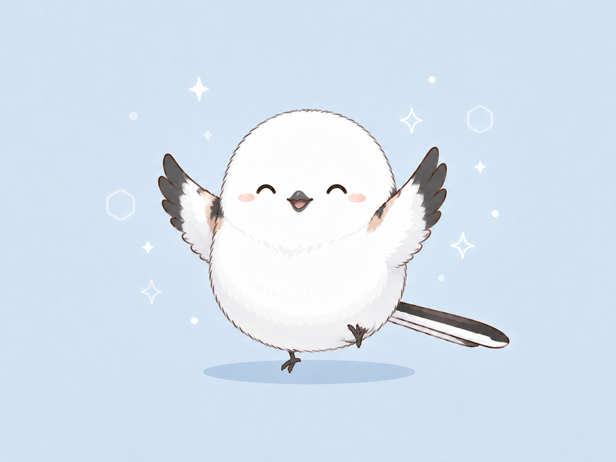 達成やお祝いのシマエナガ