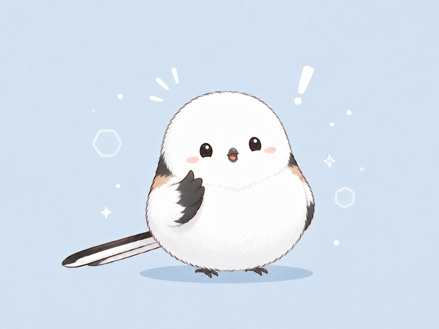 びっくりしたシマエナガ
